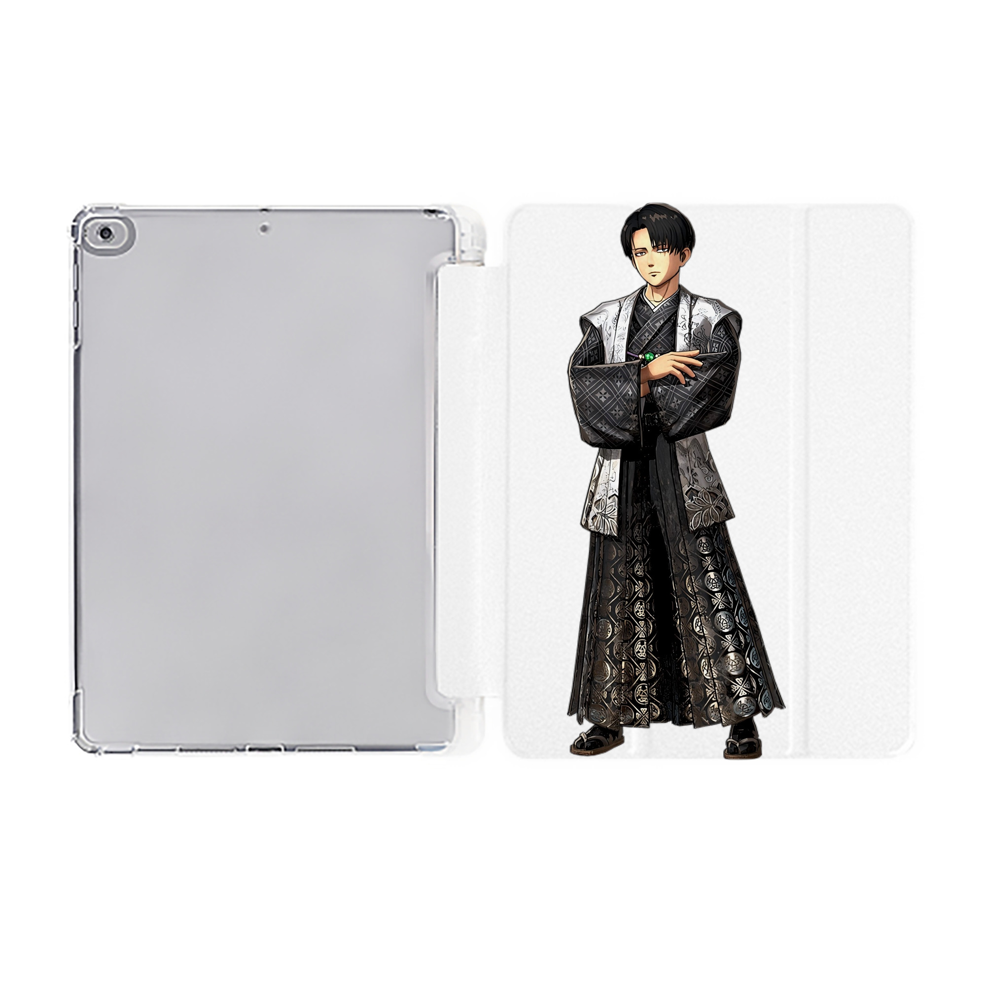 （画像用） 進撃の巨人 リヴァイ·アッカーマン Attack on Titan Levi Ackerman IPad ケース ペン収納付き 三つ折りスタンド PUレザー×シリコン 対応機種9.5/10.5/10.9インチ